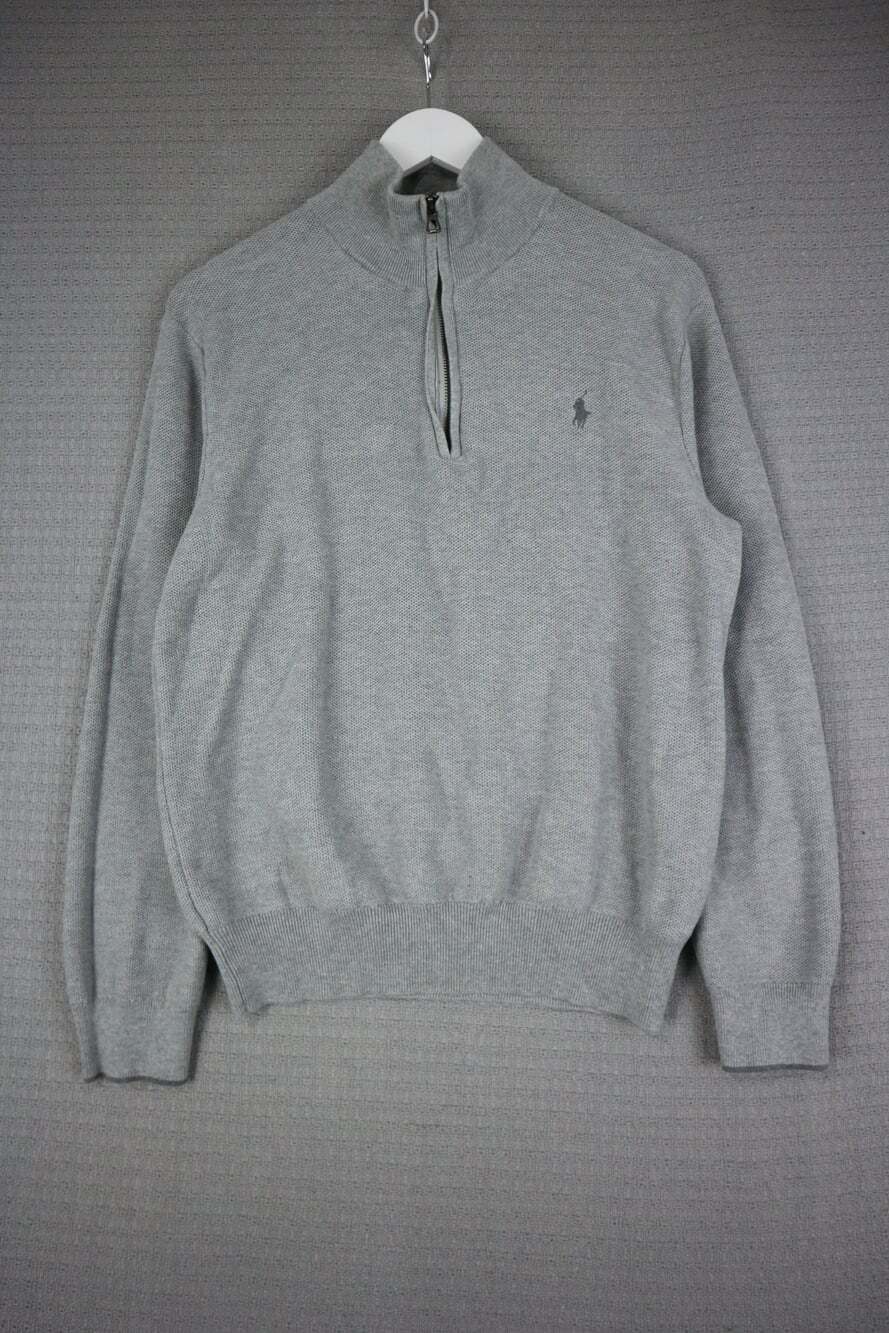 Polo Ralph Lauren Quarter Zip Up Sweater Mens Large Grey
